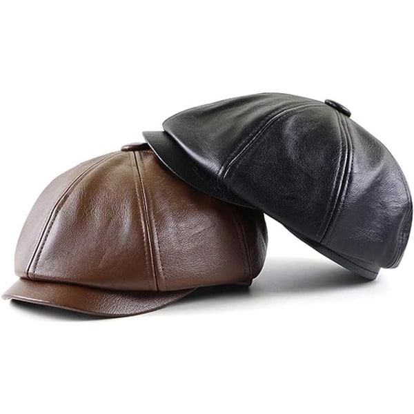 Herre Beret Hat Gatsby Flad Læder Newsboy Caps