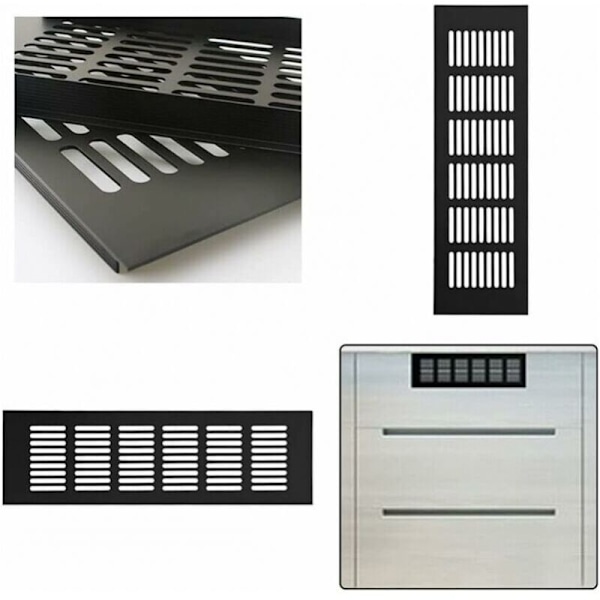 2-delad ventilationsgaller i aluminium, rektangulärt ventilationsgaller i legering, utomhusventilation för svart ventilation 250 x 8