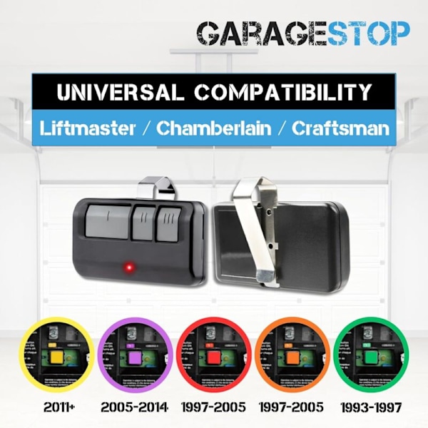 Set med 2 fjärrkontroller för garageportsöppnare 893LM 893MAX Chamberlain Craftsman Liftmaster, Garagefjärrkontroll från 1993, universell fjärrkontroll