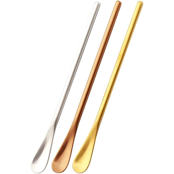 Gull, sølv, rosegull - sett med 3 blandeskjeer i rustfritt stål