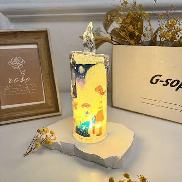 1 stk. Flammeløs stearinlys, LED-stearinlys med juletema, egnet for julegave og julepynt (tilfeldig stil)