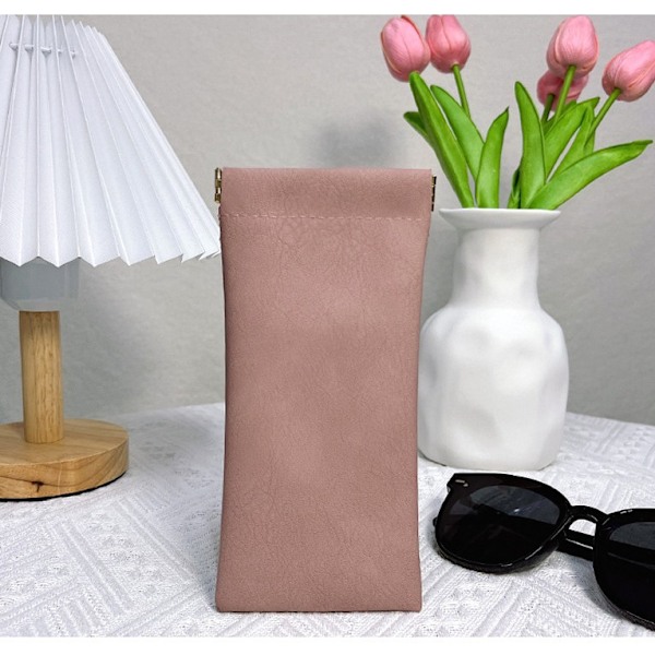 2-pak Læder Brilleposer Bløde Solbrilleposer Klem Top Bærbar Brilleetui Unisex (Pink og Blå)