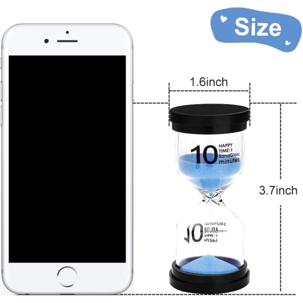 Timeglass i sand, 4 farger Timeglass i glass 3 minutter 5 minutter 10 minutter 20 minutter for tannbørste for barn/spill/hjem/kontor/klasserom
