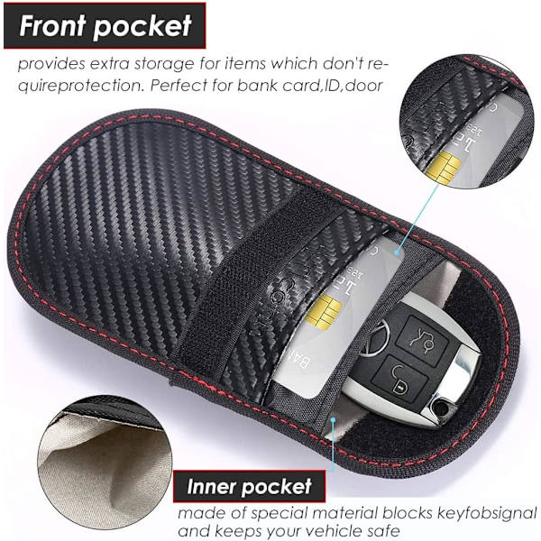 Signal Blocking Pouch Bag, Anti RFID Bilnyckelfodral, Faraday Pouch, RFID Signal Blocking Pouches för Bilnyckel, Universal Skyddande Fodral Anti RFID Ca