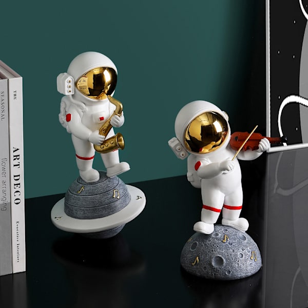 Band Astronaut Astronaut Prydnad Grossist Vardagsrum Skrivbords Hem Prydnad Liten Prydnad Present Violinist Guld