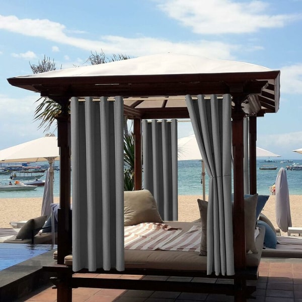 Udendørs gardiner Have Patio Gazebo Blackout Gardin Vindtæt UV-beskyttelse Mugbestandig, Termisk isolerede gardiner med øje, L 132cm x H