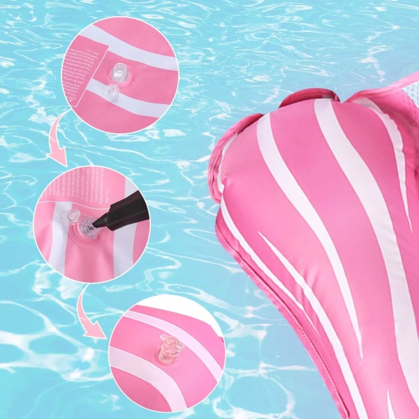 Uppblåsbar poolhängmatta, 4 i 1 boj uppblåsbar madrass flytande sängstol för vuxna jacuzzi pool strand sommar kul, rosa blå