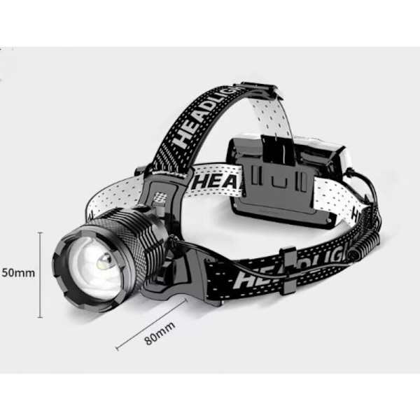 USB-C Uppladdningsbar LED Pannlampa, Ultra Kraftfull 90 000 Lumen, 4 Lägen, med Sensor, 6000mAh Batteri, Zoom, IP65 Vattentät, 90° Justerbar Vinkel för