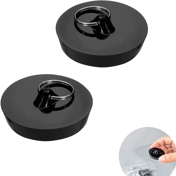 2 st avloppspropp, diskbänkspropp, plastdiskpropp med hängring, universell propp för badrum, kök, toalett