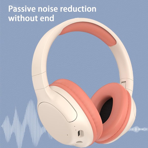 Trådlöst Bluetooth-spelheadset med mikrofon, aktiv brusreducering, all-inclusive öronmuffar och lång batteritid (orange rosa)