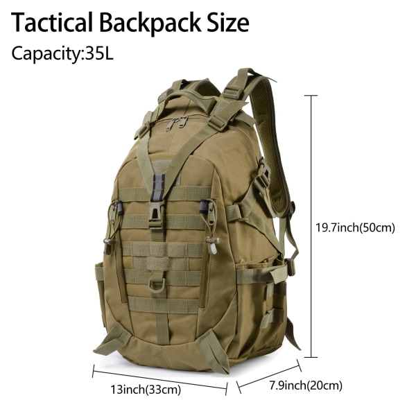 35L Tactical Backpack - Military Army Backpack Vanntett, Vandring