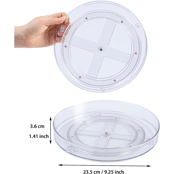 Drejeskive Krydderihylde til Lazy Susan Køkkenskab, Opbevaringsbakke til Frugt, Snacks, Salat - Organizer til Skab, Spisekammer, Badeværelse, Bord, Kosmet