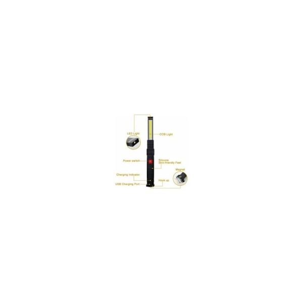 x Genopladelig LED Arbejdslampe Værksted Lommelygte LED Arbejdslampe med Magnetisk Base Inspektionslampe til Vandreture Camping. 4.8 x 15cm