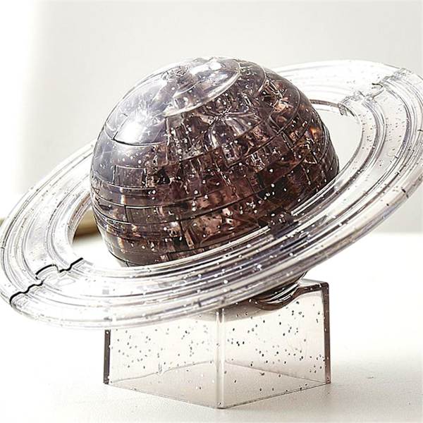 Pusselbyggstenar 3d Saturnus Planet Kristallpussel grå