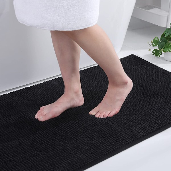Mjuk Beröring Halkfri Badrumsmatta Svart 40 x 60 cm