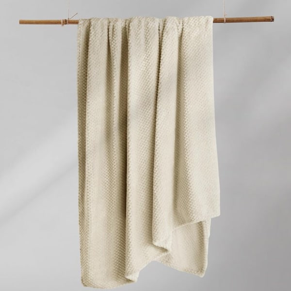 Mikrofiber Täcke i Polar Coverage Pläd Mjuk Polar Kappa av Skandinavisk Stil Henry, Beige mikrofiber 70x100 cm