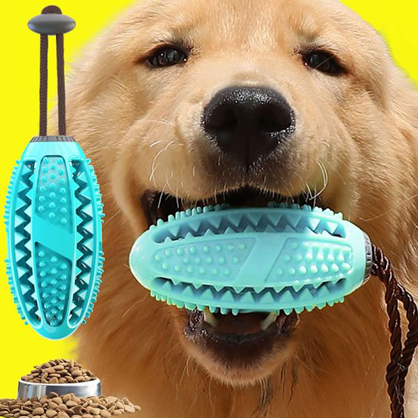 Blå sjö hund leksak, hund tuggleksak ockupation intelligens utbildning gummi hund lek resistent hund leksak för medelstor hund valp