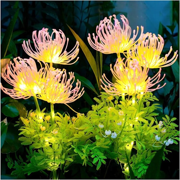 2 stk. blomster solcellelamper utendørs, IP65 vanntett LED-lys, utendørs hagedekorasjon, solcellelampe for balkong, terrasse, sti, plen