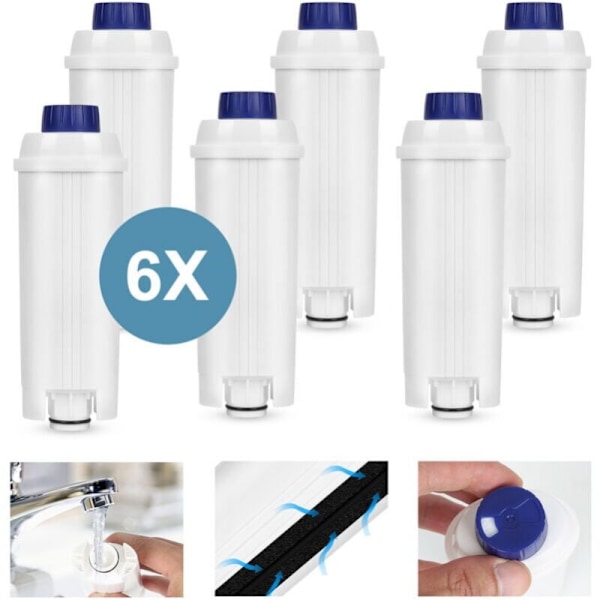 6-pack Vattenfilter för Delonghi Ersättning för Delonghi DLS C002 ECAM ETAM EC680 EC800 Automatisk kaffemaskin Espressomaskin