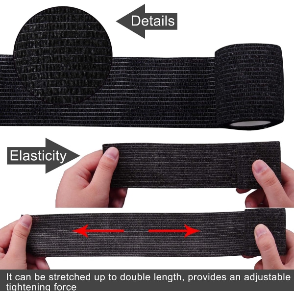 30 rullar (svart, 5 cm x 4,5 m) självhäftande elastisk självhäftande tejp