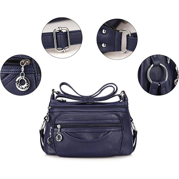 Naisten crossbody-laukku, rento monikäyttöinen PU-nahkainen käsilaukku olkalaukku (sininen)