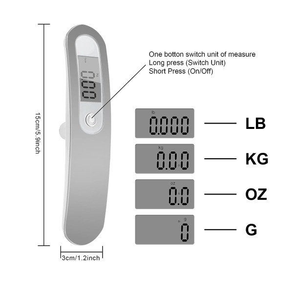 Matkatavarasähköinen matkalaukkuvaa'a Elektroninen matkalaukku Kannettava vaaka max 50 kg / 110 lbs, Tara-toiminto, matkustamiseen/perhe-elämään