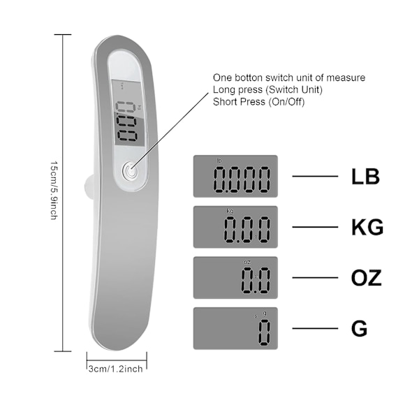 Resväska Elektronisk Bagagevåg Elektronisk Resväska Bärbar Vågskala max 50 kg / 110 lbs, Tarafunktion, för Resor/Familjeliv