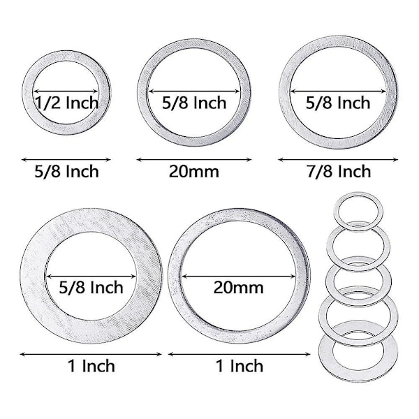 20 st Saw Blade Bussningar Set Saw Blade Adapter Ring Saw Blade Spacer, för Sågblad, Marmorblad In