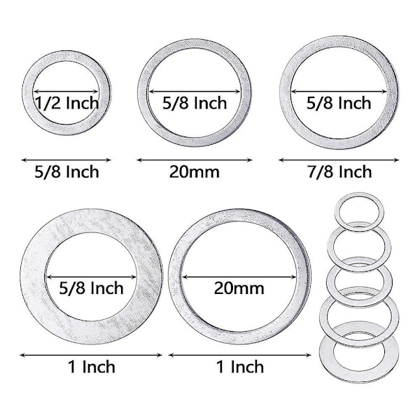 20 st Saw Blade Bussningar Set Saw Blade Adapter Ring Saw Blade Spacer, för Sågblad, Marmorblad In