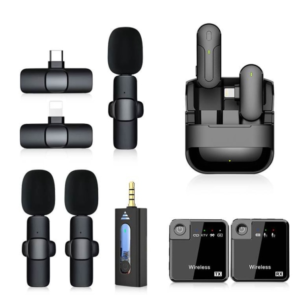 Trådløs lavaliermikrofon, minikrofon for iPhone/Android/PC, intelligent støyreduksjon, perfekt for Youtube Facebook TikTok Live Stream, V
