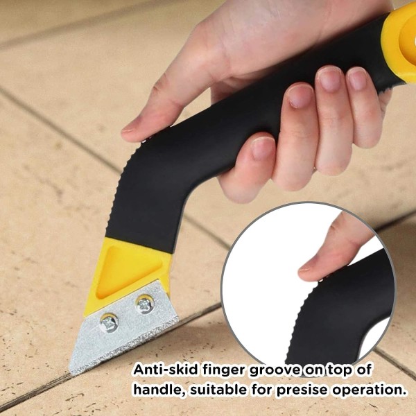 Pro Grout Scraping Rake Tool, Tile Grout Hand Saw Angled Grout Clean Remover with 6 Pcs Blades Replacement for Tile Cleaning