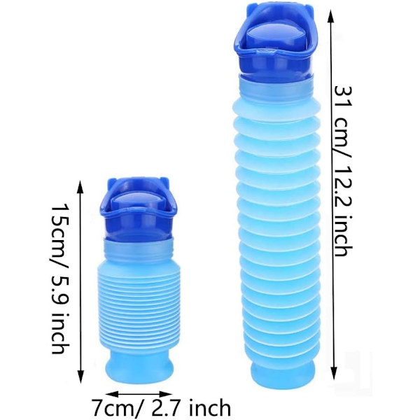 Sett med 2 sammenleggbare reiseurinals for voksne (750 ml)