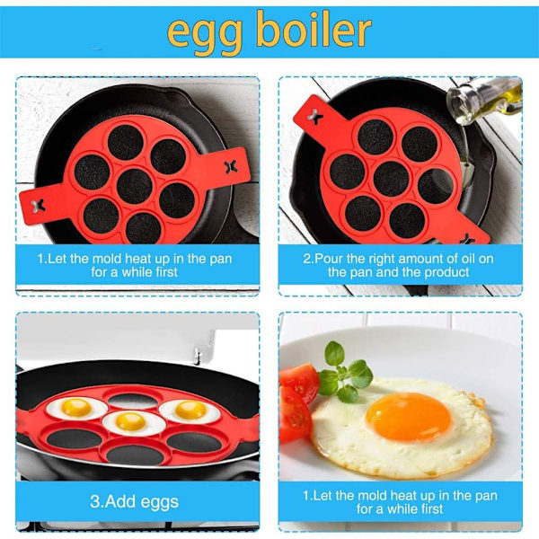 Silikon eggform, 3 stk hjerte, rund og stjerneformet pannekakeform for å spare koketid, isolert kakeform for rask og enkel eggkoking