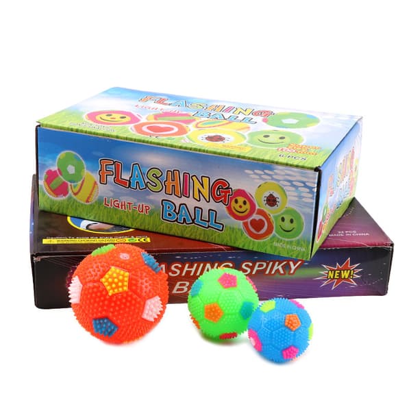 Lysende elastisk ball massasjeball lysende fotball med fløyte piggball (24 stk)