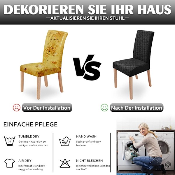 Stolskydd 4 stycken, stretchiga matstolsöverdrag moderna stolskydd tvättbara för dekoration fest banketter kontor hotell