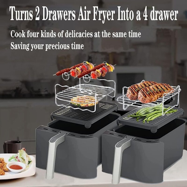 201ss ruostumaton teräs air fryer -lisävaruste, yhteensopiva Ninja Foodi AF300EU- ja AF400EU -mallien kanssa, sisältää ritilän