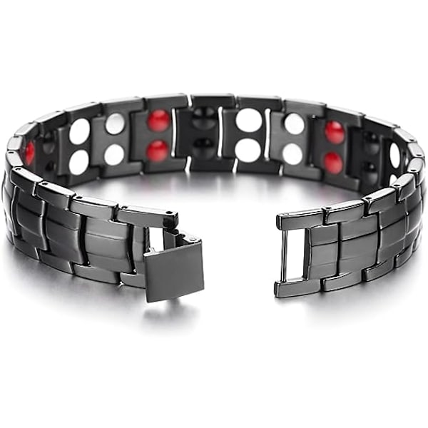 Raffinerede stil - Magnetarmbånd i titanium til mænd - Element med germaniummagneter - Værktøj til fjernelse af led inkluderet, sort
