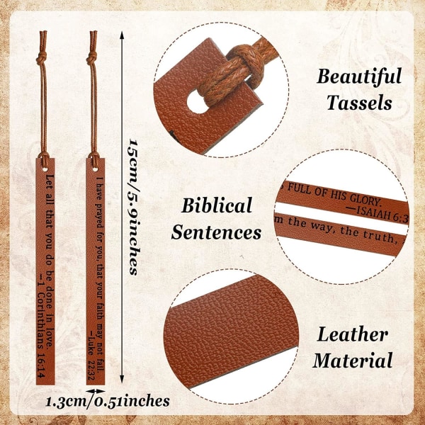 10 stykker Bibelbokmerke Christian Leather Bookmark, Christian Gi