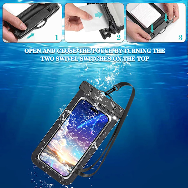Flerfarget Universell Vanntett Telefonpose - IP68 Tørrboks for iPhone, Samsung & Opptil 6,5\" Enheter (5 Pakning)