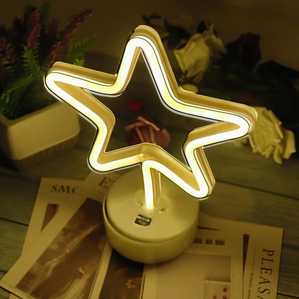 Star Lights LED Neon Signs Lights with Base LED Night Lights Neon Lights USB Battery Operation Night Lights Decoration for Christmas, Birthday, Livi