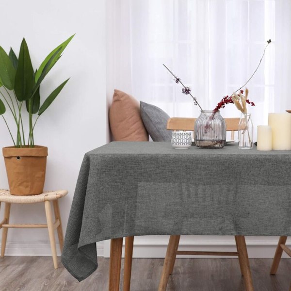 Vattentät Fläckresistent Duk med Linneeffekt för Matrumsbord 130x220 cm Grå