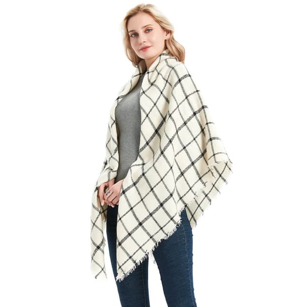Kvinners Rutete Teppe Vinter Skjerf Varm Koselig Tartan Wrap Oversized Sjal Cape
