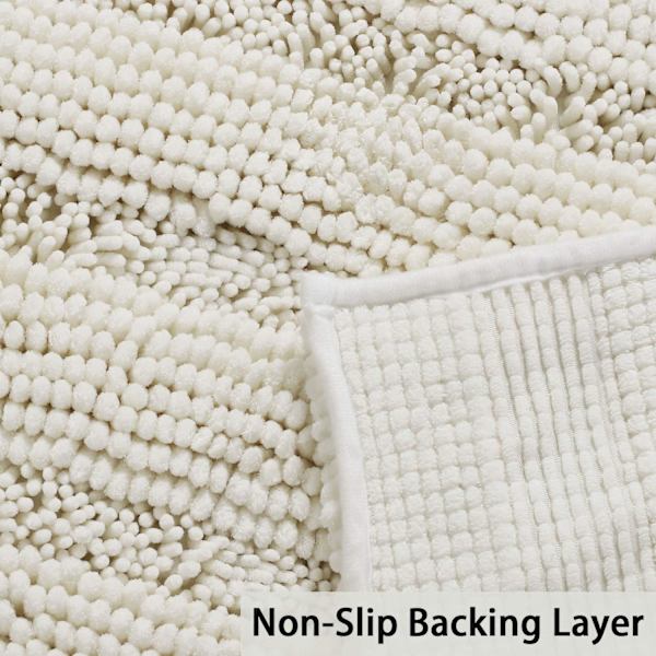 Chenille badrumsmatta badrum halkfri badrumsmatta badmatta mjuk absorberande förtjockad lurvig golvmatta badrum lurvig area matta, (vit) (43x122cm)
