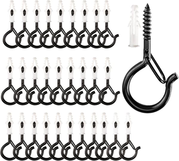 Utomhus Skruvhake, Väggmonterad Takhake (20-pack - Svart)