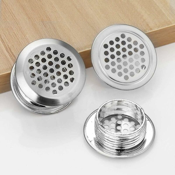 Rund ventilationsgaller Rostfritt stål 10 stycken för skåp garderob evakueringsgaller Slipning kök silver möbler Håll frisk luft inne