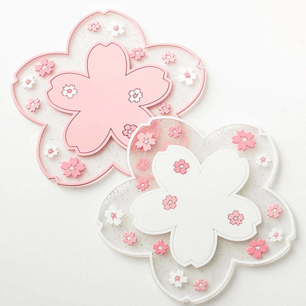 Aluslaatat 2 kpl Pvc Pehmeä Sakura Aluslaatta Alustat Pöytä Kulho Alustat Koti Joulu Hääkoriste Lämpöä Kestävä Paikka Alusta Ruokailuun, 2 kpl, Halkaisija 11,5 cm