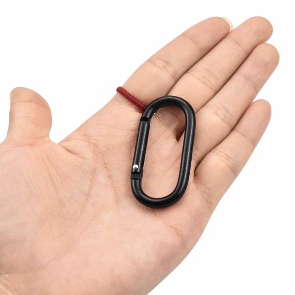 10 st fjäderhakar, O-formade karbinhakar, tunga, för bergsklättring, utomhusbruk, fiske, vandring, resor (svart)