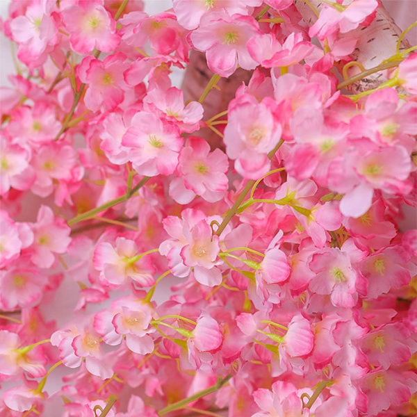 2 stk. - Mørk rosa 180 cm/70 tommer kunstig blomst kirsebærblomst rattan bryllup kirsebærblomst rattan kæde hængende dekoration dekorativ blomst Ch