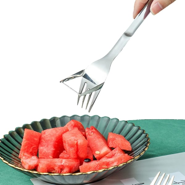 2 stk. Multifunktionel rustfrit stål vandmelon gaffel melon skærer vandmelon gave