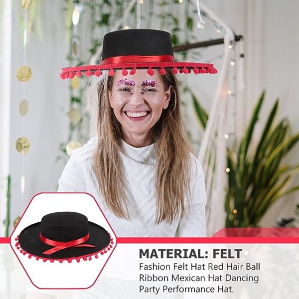 Spansk hatt av filt, Festhatt Pannband Dans, Fest, Klänning Po b948 | Fyndiq